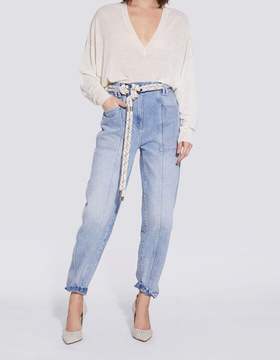 ERICA RELAXED LINEN V NECK SWEATER